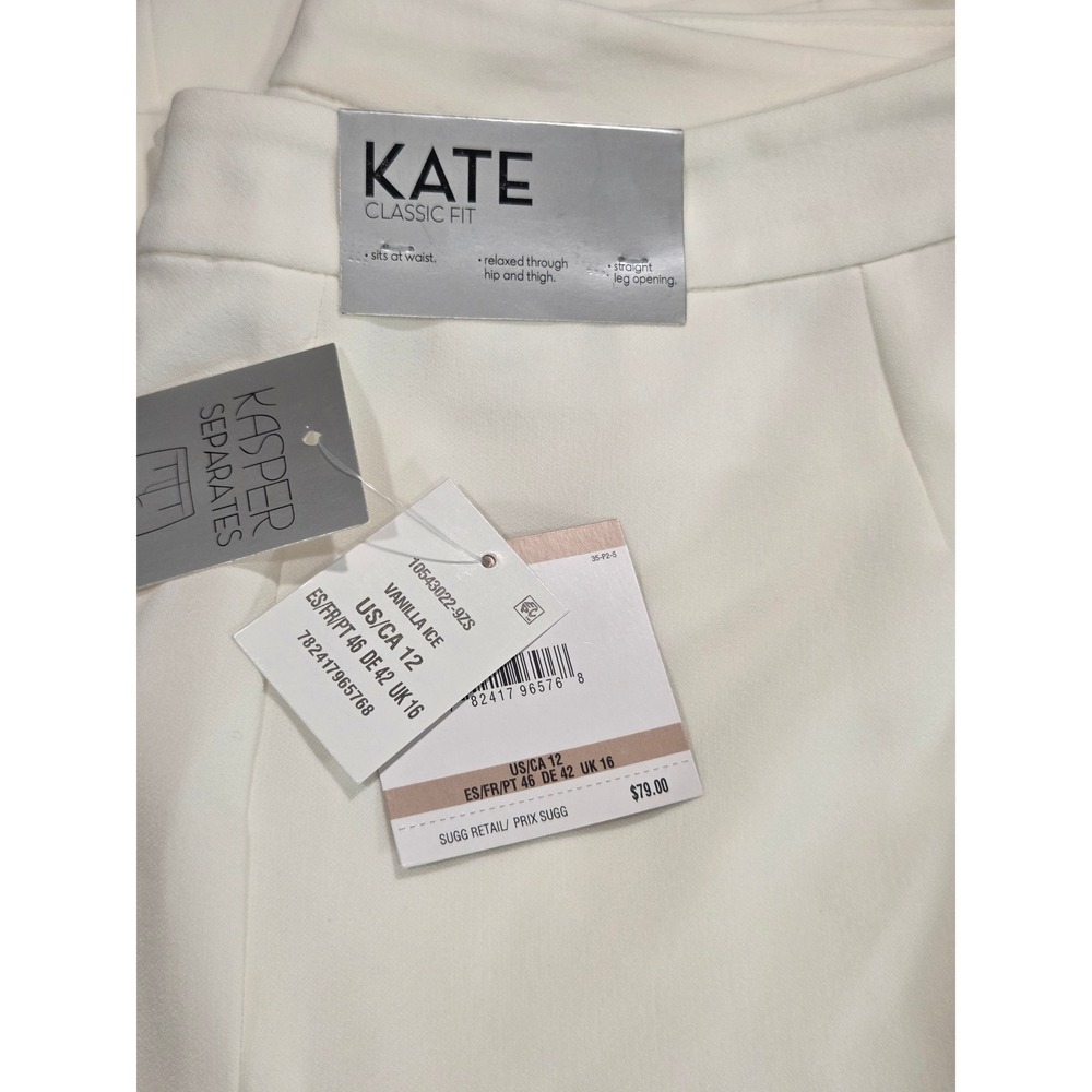 Kasper Kate Classic Fit Dress Pants Vanilla Ice Cream White Straight Leg Size 12 - Picture 6 of 6